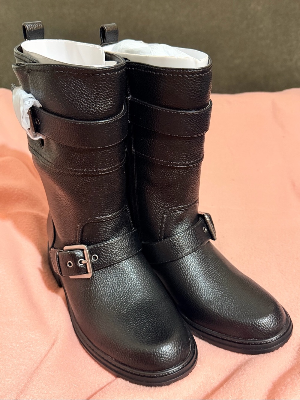 Naturalizer Black Leather Combat Moto Boots new in box